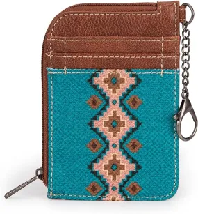 Wrangler Southwestern Art Print Mini Zip Card Case Dark Turquoise