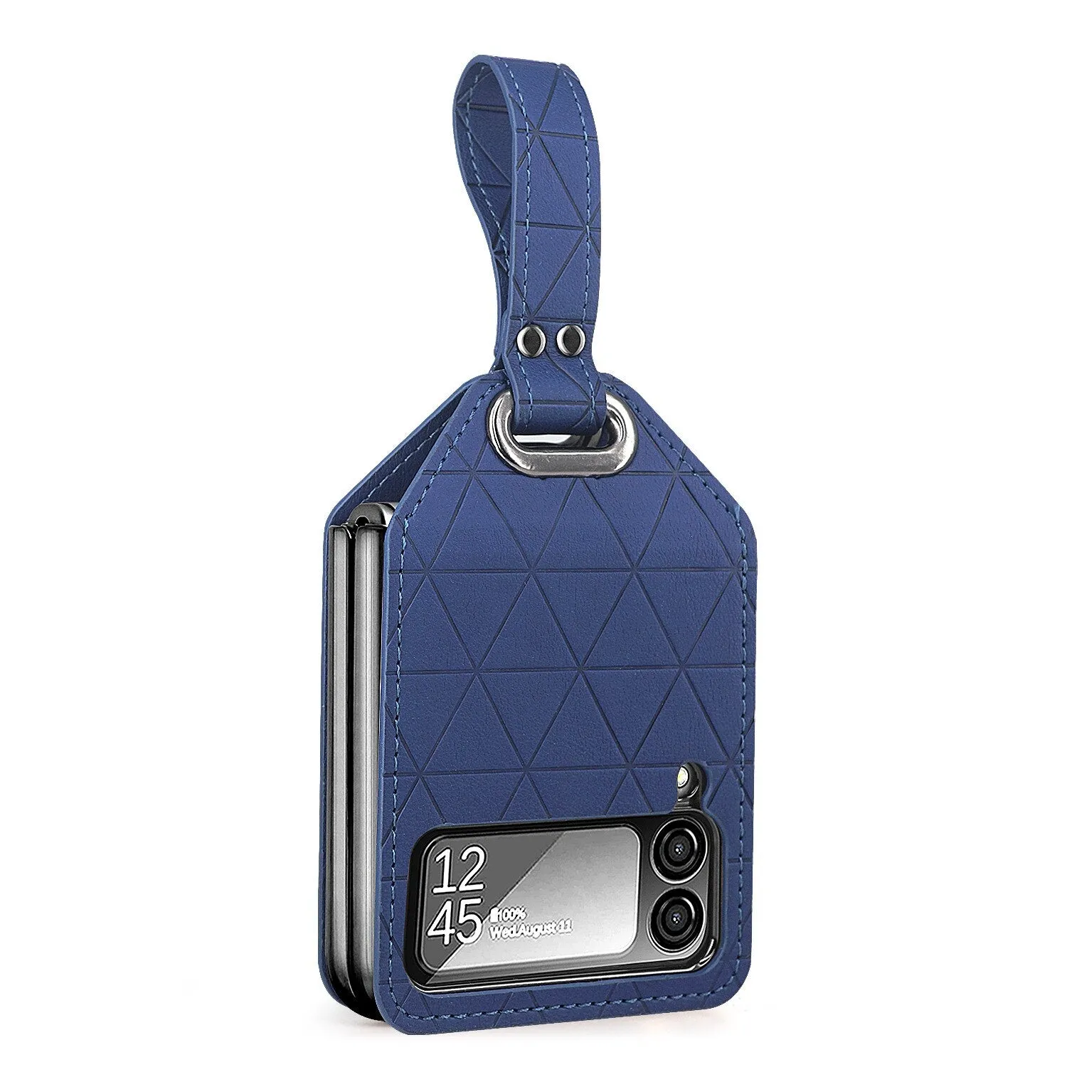 Wrist Strap Lattice Leather Phone Case For Samsung Galaxy Z Flip 5 4