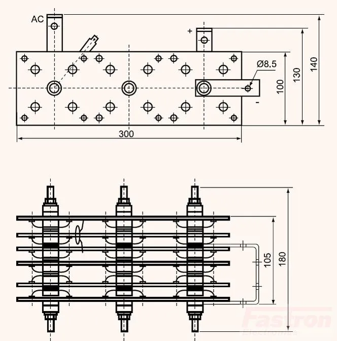 WST0001, Welding Diode Stack 150 Amp, 3 Phase, 100 x 375mm Approx