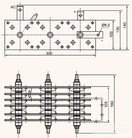 WST0004, Welding Diode Stack 600 Amp, 3 Phase, 300 x 180mm Approx