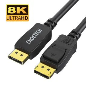 XDD01 CHOETECH 8K DisplayPort Cable, Displayport to Displayport Cable 6.6ft/2M with 8K 60Hz Resolution