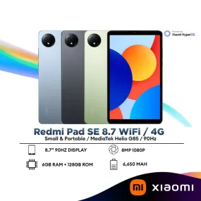 Xiaomi Redmi Pad SE 8.7" Tablet WiFi / 4G | 6GB RAM   128GB ROM | MediaTek Helio G85 | 8MP Camera | 6650mAh Battery