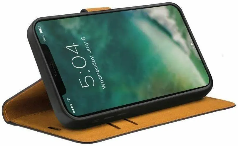 XQISIT Slim Wallet for iPhone 12 Mini 5.4" Black Case with Stand Function