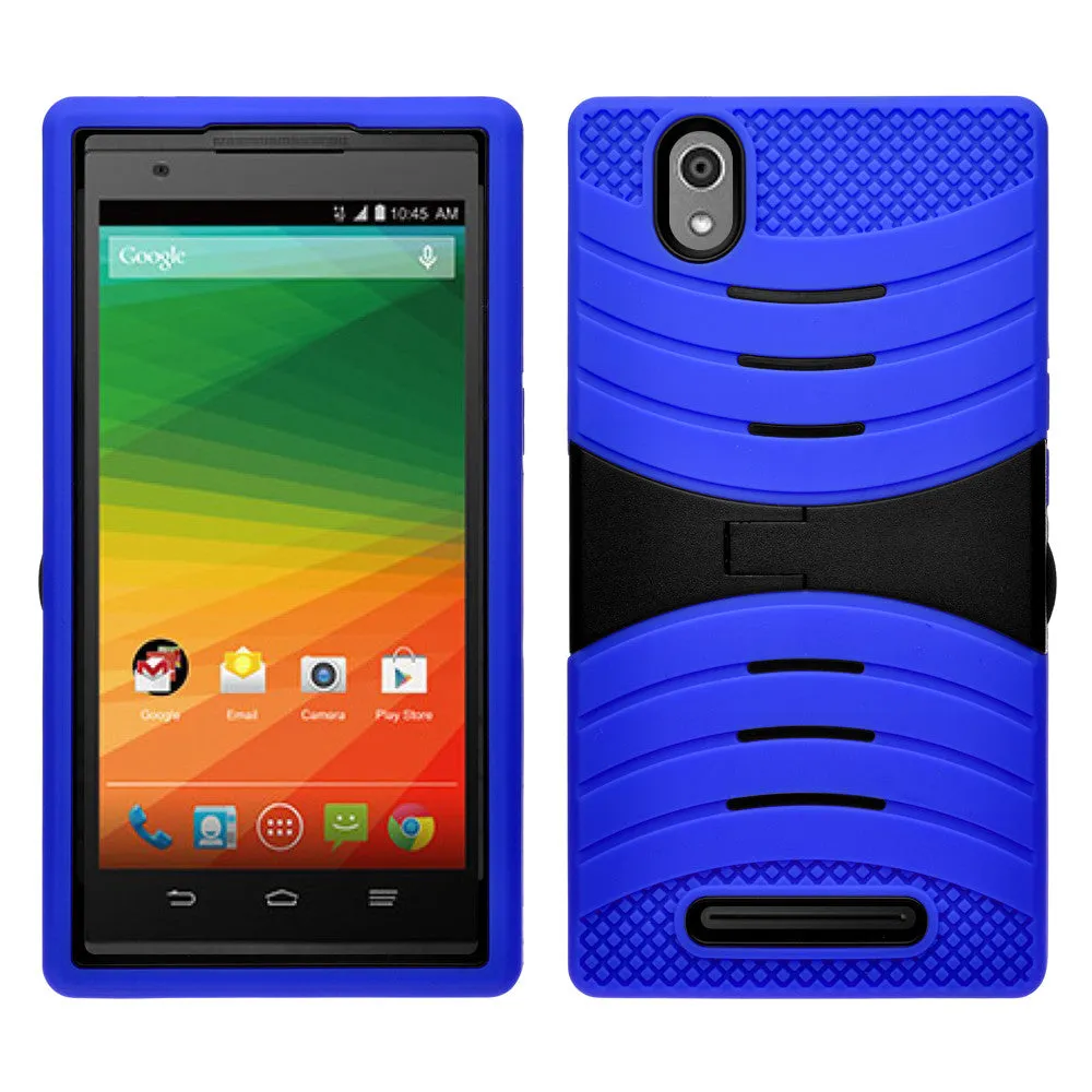 ZTE ZMAX Z970 Case, Dual Layer Heavy Duty Armor Protective Case, Defender Cover (Blue Heavy Duty Armor)