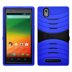 ZTE ZMAX Z970 Case, Dual Layer Heavy Duty Armor Protective Case, Defender Cover (Blue Heavy Duty Armor)