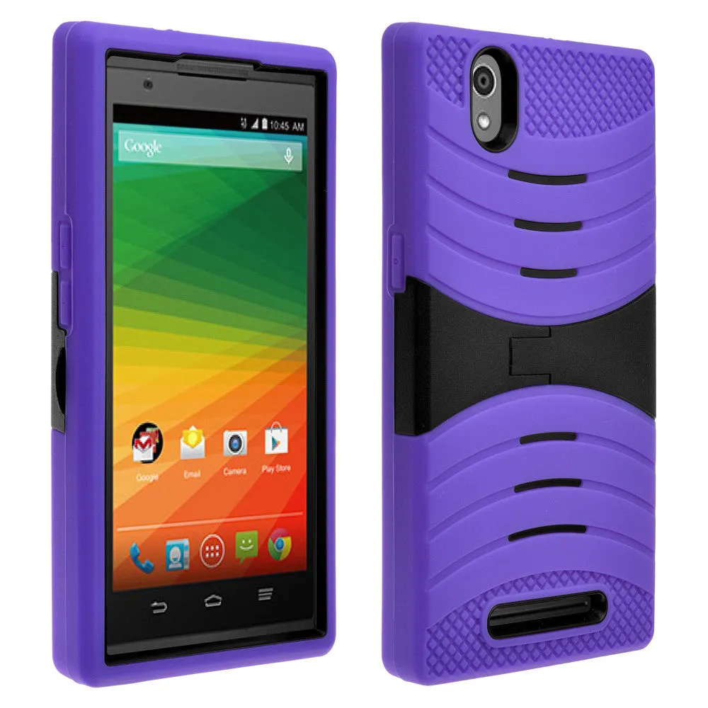 ZTE ZMAX Z970 Case, Dual Layer Heavy Duty Armor Protective Case, Defender Cover (Purple Heavy Duty Armor)